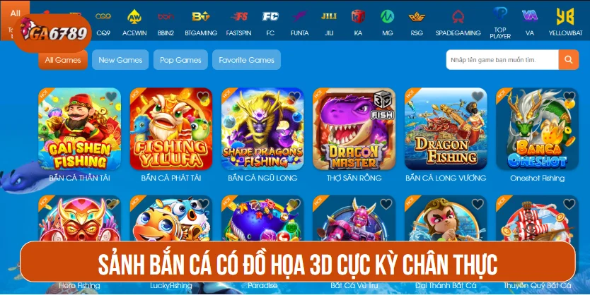 Sảnh Bắn Cá có đồ họa 3D cực kỳ chân thực